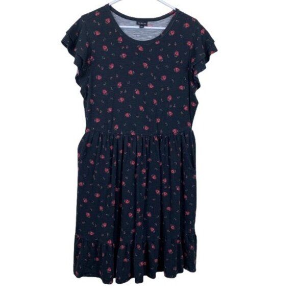 Torrid Mini Skater Dress in Petal Rose Floral Deep Black Size XL - Picture 1 of 6
